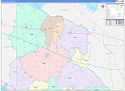 Van Zandt County Wall Map Color Cast Style